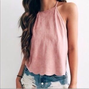 blush suede tank top